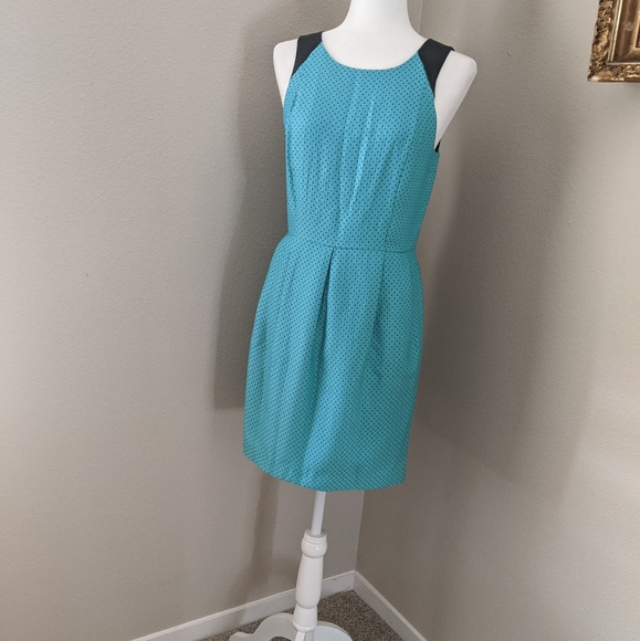 Kensie Teal w/ Pokadot Black Shoulder Small dress - Picture 3 of 15